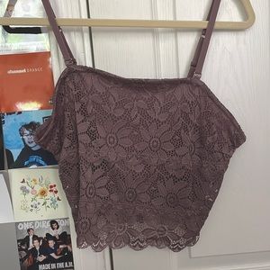 Purple lace floral tank top
